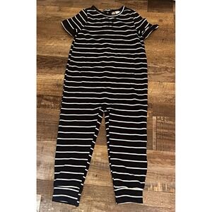 Old Navy 4T Black & White Striped Cotton Knit One-Piece Snap Crew Neck